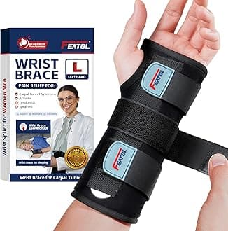 FEATOL Wrist Brace for Carpal Tunnel, Adjustable Night Wrist Support Brace with Splints Left Hand, Large/X-Large, Hand Support for Arthritis, Tendonitis, Sprain, Injuries