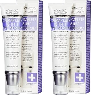 5-in-1 Eye Serum | Multi-Benefit Visible Anti Aging Under Eye Serum Face Moisturizer Reduces Appearance Of Dark Circles, Puffy Eyes, Crows Feet, Wrinkles, & Fine Lines, 2-Pack