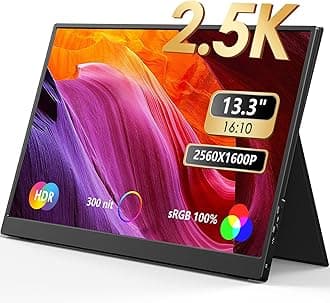 MNN 2.5K Portable Monitor 13.3" 2560x1600P UHD USB-C HDMI Laptop Monitor, 100% sRGB IPS Computer Gaming Display HDR Travel Monitor w/Speakers & Smart Cover for Laptop Xbox PS5 Switch PC Phone