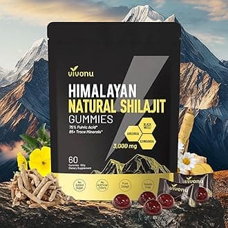 Himalayan Shilajit Gummies with Ashwagandha & Gokshura | 85+ Trace Minerals & Fulvic Acid | Organic, Non-GMO Micronutrient Supplement for Men & Women | 100% Pure & Natural