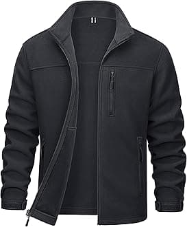 Men's Winter Zip Up Polar Fleece Jacket Athletic Tactical Hiking Outdoor Jackets with 3 Pockets