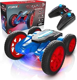 Force1 Tornado Red LED Remote Control Car for Kids- Double Sided Driving Fast RC Cars 360 Flips, Outdoor 4WD Off Road Stunt RC Car, All Terrain Tires, RC Crawler Rechargeable Battery, 2.4GHz Remote