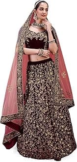 Women's Velvet Sequin Embroidery Lehenga Choli with Dupatta | Bridal Party Stylish Wedding Lehenga Choli for women