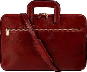Slim Leather Briefcase - Italian Handmade Leather Computer Bag - Briefcase for Men and Women - Laptop Bag