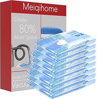 MEIQIHOME Vacuum Storage Bags, Space Saver Sealer Bags,Vacuum seal bags for clothing, Pillows, Comforters, Blankets, Bedding,Travel,8 COMBO
