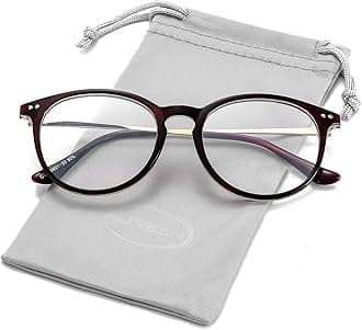 Non Prescription Clear Lens Fake Glasses for Women Men Retro Round Plastic Frame Eyeglasses