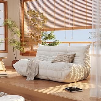 Bean Bag Chair, Fireside Chair, Large Bean Bag Chair for Adults, Bean Bag Chairs for Teens with High-Resilience Foam, Non-Slip Base Floor Lounge Sofa,Living Room (White, Loveseat)