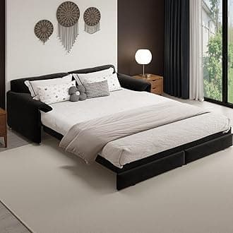 66" Queen Size Pull Out Sofa Bed, 3-in-1 Convertible Sleeper Sofa with Side Storage, Folding Floor Sofa Lounge Couch, Velvet Loveseat Bed for Living Room, Bedroom, Office, Black