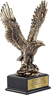 SHOP AWARDS AND GIFTS Eagle Trophy Antique Brass, Engravable Customizable Personalized Patriotic Award for Employee Recognition, Work, School, Military, 14-1/2 Inch