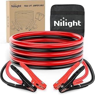 Jumper Cables for Car Battery 10 Gauge 12 FT Booster Cable Heavy Duty 200 A CCA with Carrying Bag Jump Start Emergency Kit Pickup Vans SUV Sedan Motorcycle