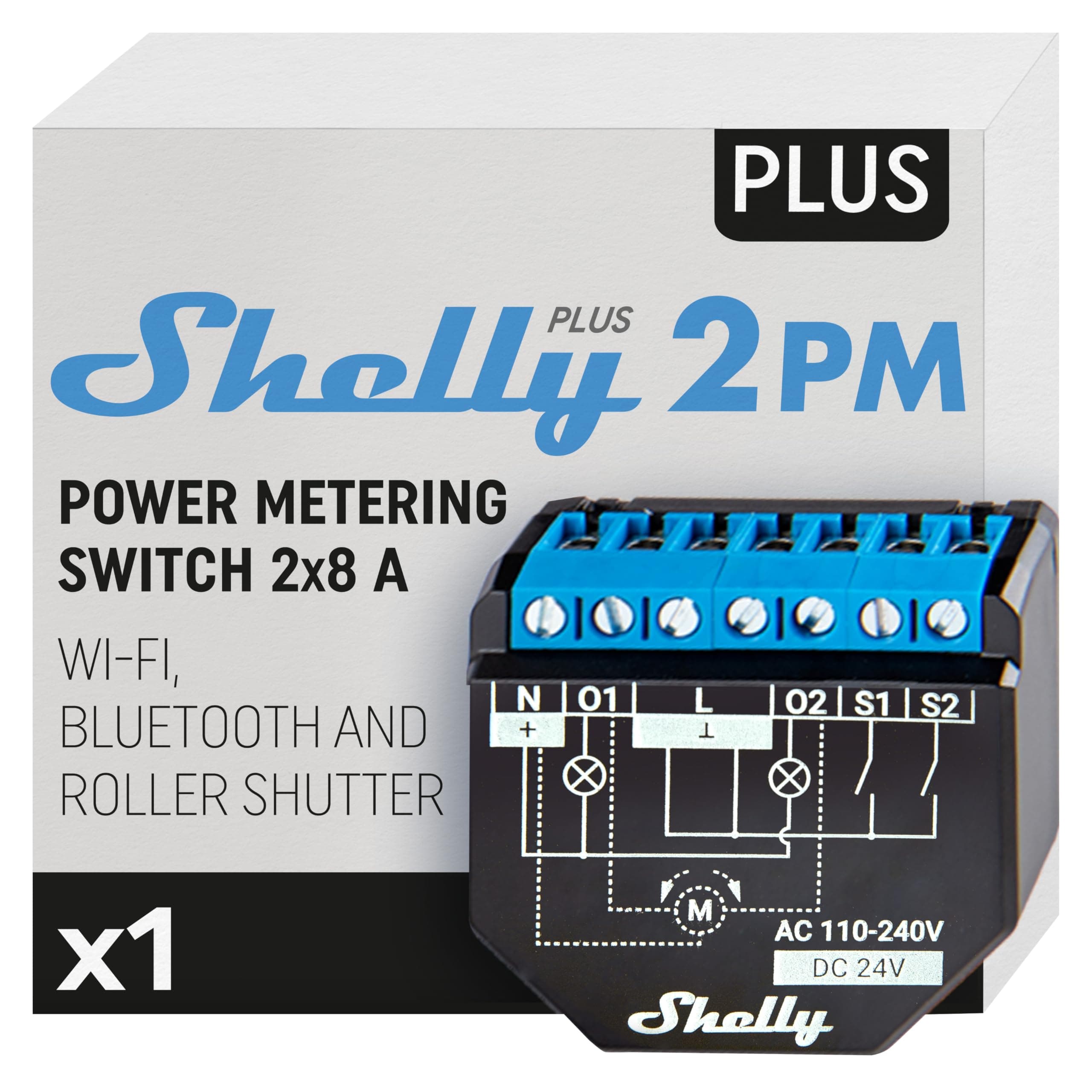 Shelly Plus 2PM UL | WiFi 2 Channels Smart Relay Switch with Power Metering | Home Automation | Alexa & Google Home Compatibility | iOS Android App | Roller Shutters Remote Control