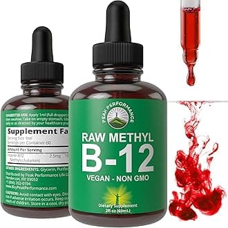 Raw Methyl B12 Liquid Drops. Sublingual Fast Acting Advanced Vegan B 12 Liquid Vitamin Supplement. High Bioavailability Methylcobalamin B-12 Vitamins for Energy, Focus and Relief. for Men + Women