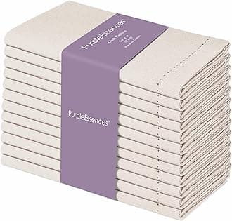 PurpleEssences Set of 12 Hemstitch Cloth Dinner Napkins 100% Cotton - Soft Durable Washable - Ideal for Wedding Spring Easter Summer - Perfect Everyday Use Table Linen 18x18 - Royal Linen