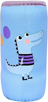 Alya The Cheeky Kidzz Soft Reusable Baby Feeding Bottle Cover Sleeve Animal Printed Suitable for 120ml 150ml 220ml 240ml Slim Neck Milk Feeder Bottles (Blue Crocodile)