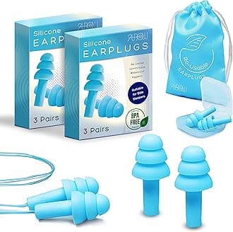 2 Pack Ear Plugs for Sleeping Noise Cancelling. Reusable Silicone Earplugs. Custom Fit - Noise Reduction for Sleeping, Concerts, Work & Swimming. Adjustable to Ear Size.