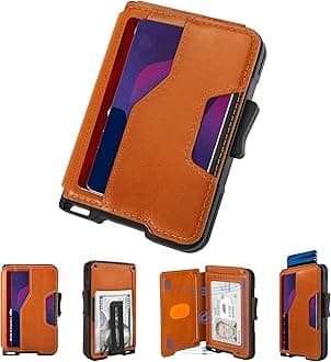 tizmuoWallet for Men, Slim Wallet for Men with Money Clip, Pop Up Card Case, RFID Blocking Bifold Wallets, Minimalist Leather Slots Credit Card Holder, Genuine Leather Brown, Minimalist