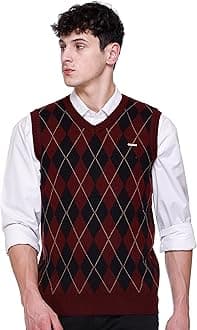 Woolen V Neck Sleeveless Half Sweater for Man Winter Pullover