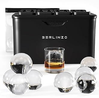 Berlinzo Premium Clear Ice Ball Maker Mold - 8 Large 2.4" Crystal Clear Ice Balls for Whiskey, Cocktails & Bourbon - Easy-to-Remove Mold for Ice Spheres - XL Storage Bag Included (Non-Electric)