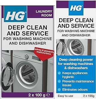HG Deep Clean and Service for Washing Machines & Dishwashers, Professional Standard Cleaner & Descaler for Home Laundry & Kitchen Cutlery/Plate Cleaning Appliances – 2 x 100g (248020106)