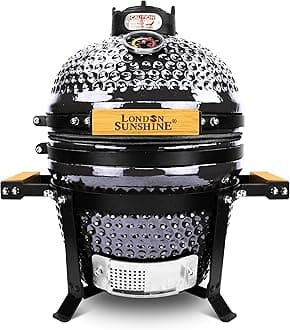 Ceramic BBQ Charcoal Kamado Grill 13 inch Portable Tabletop BBQ Bright Gray