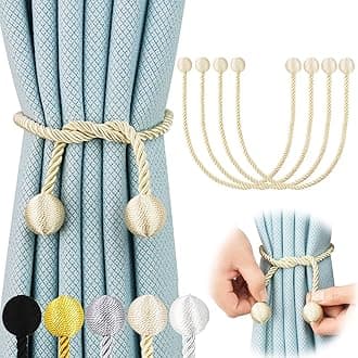 4 Pack Curtain Tiebacks Elegant Decorative Curtain Tie Backs Rope Curtain Holders for Drapes Window Treatment Holdbacks for Drapes or Curtains, Beige