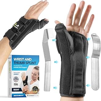 BraceAbility Finger Support for Tendonitis, Arthritis, Sprains, Thumbs, Wrist Splints, Stabilizer Brace and Forearm Support (Large - Right Hand)
