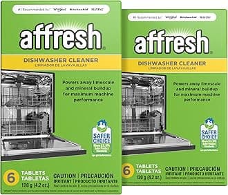 Affresh Dishwasher Cleaner, Helps Power Away Odor Causing Bacteria, Limescale, Mineral Deposits & Grime Inside Pump, Tub & Hoses, 12 Tablets, 1 Year Supply [2 Pack]