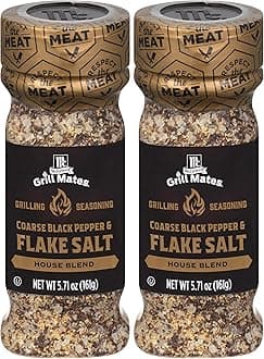 McCormick Grill Mates Coarse Black Pepper & Flake Salt Grilling Seasoning, 5.71 oz (Pack of 2)