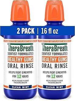TheraBreath Healthy Gums Periodontist Formulated 24-Hour Oral Rinse with CPC, Clean Mint, 16 Ounce (Pack of 2)