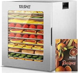 Food Dehydrator Machine, 12 Stainless Steel Food Dryer, 10 Presets, 48H Timer and Temperature Control, 850W Dehydrators for Food and Jerky, Herbs, Meat, Fruit, Dog Treats, Recipes Book Included