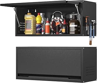 - Coolsun Metal Wall Cabinet, Garage Wall Cabinet with Up-Flip Door, 31.5" W Wall Mounted Metal Storage Cabinet for Kitchen,Garage,Basement,Ware House Assembly Required (Black)