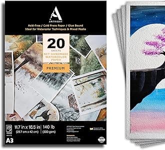 ArtRight White Net Handmade Papers (280 GSM) Ultra Premium fine Textured Dotted Handmade Watercolor Papers for Watercolour, Acrylic, Ink and Mixed Media (A3-20)