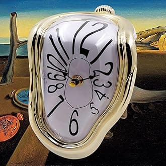 FAREVER Melting Clock, Salvador Dali Watch Melted Clock for Decorative Home Office Shelf Desk Table Funny Creative Gift, Arab Gold