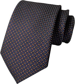 Elfeves Men's Striped Gingham Check Pattern Ties Business Formal Designer Neckties