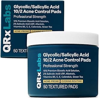 Salicylic & Glycolic Acid Acne Clearing Pads - 2% Salicylic & 10% Glycolic Acid - Exfoliating Pads for Acne, Bacne, Butt Acne, Body Acne - Daily Pads - 50ct