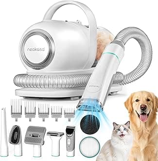 P1 Pro Self Cleaning Dog Cat Grooming Kit with Vacuum Suction 13000 Pa, Professional Grooming Clippers Thick Short Long Hair, 5 Proven Grooming Tools, Shedding, Brush for Dogs Cats