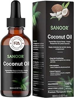 SANOOR® Tropical Bliss Coconut Oil Nectar – 100% Pure Cold‑Pressed Virgin Coconut Oil for Hair Growth & Thickness, Deep Moisturization & Strengthening, Skin & Scalp Soothing, Vitamin‑Rich 60 ml