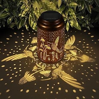 Solar Lanterns Outdoor Waterproof Hummingbird Garden Decor Christmas Gifts for Women Mom Grandma Hanging Lights Metal Decoration Outside for Yard, Patio,Backyard,Porch(Long-Tailed Hummingbird)