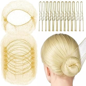 FANDAMEI 20PCS Hair Nets Invisible and 40PCS U Shaped Hair Pins Set, 20PCS 50cm Hair Nets for Bun Gold Elastic Edge Mesh and 40pcs Hair Bun Pins for Women, girls, Ballet Bun Maker Dance (Gold )