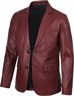 fjackets Leather Blazer for Men - Black & Brown Real Lambskin Casual Men's Leather Jacket Coats
