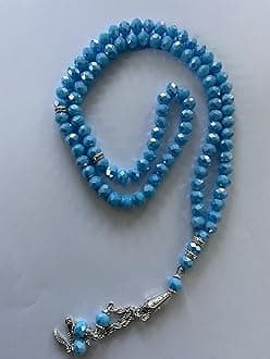 Tasbeeh Crystal 99 Prayer Misbah Rosary Islamic Beads Counter Spiritual Large (Turquoise)