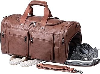 – Weekender Bag with Shoe Compartment,Waterproof Leather Overnight Bag Weekender Bag Mens Travel Duffle Bag Large Carry on Bag Travel Tote Duffel Bag