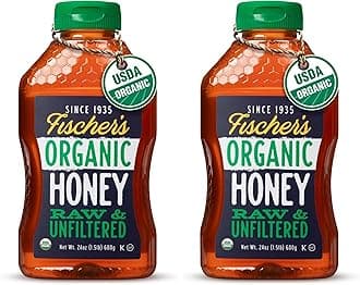 - Fischer's 100% Organic Honey, USDA Certified – Pure, Raw & Unfiltered Honey – All-Natural Sweetener – Rich Flavor Profile, Packed with Nutrients, 24 Oz (Pack of 2)