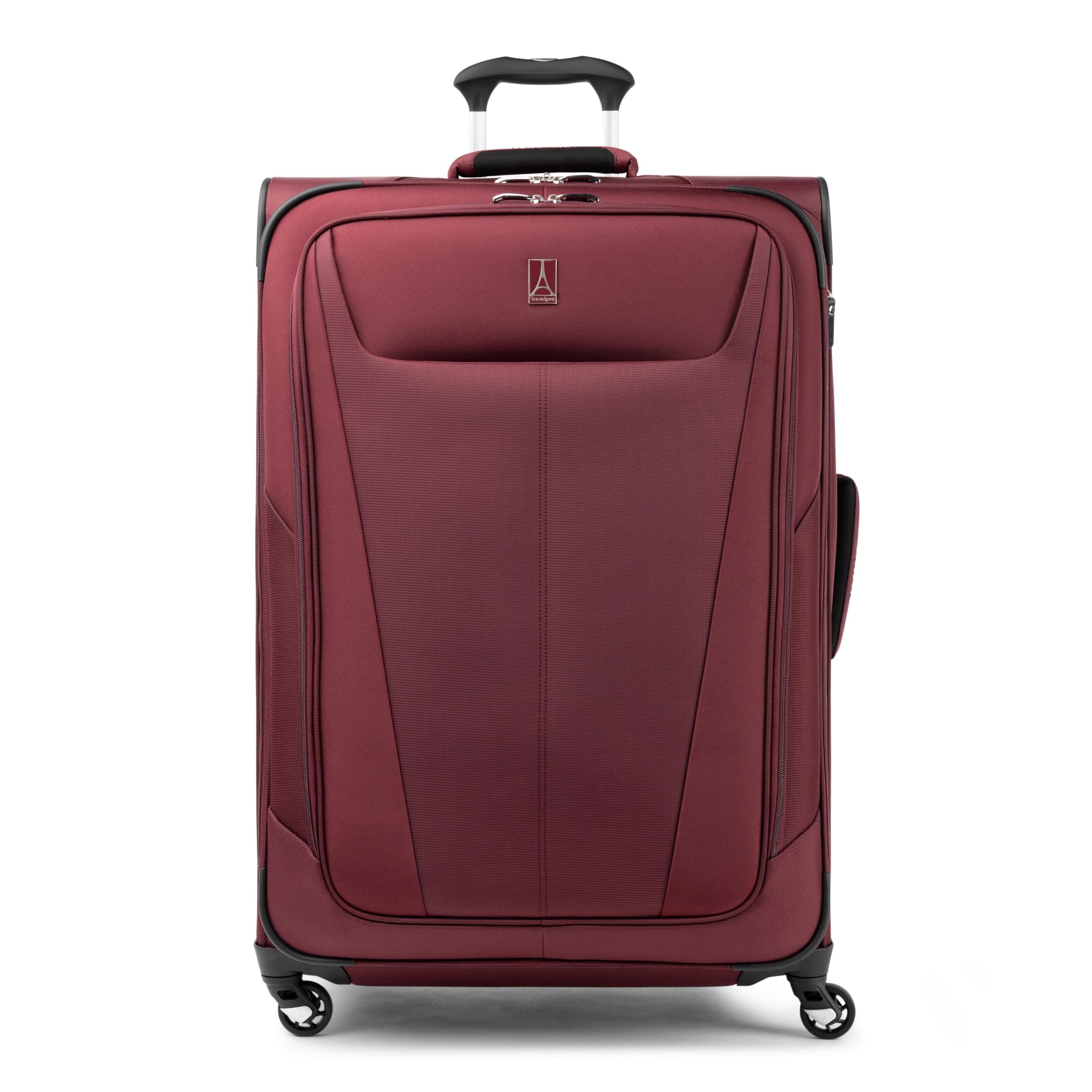 - Maxlite 5 Softside Expandable Luggage with 4 Spinner Wheels, Lightweight Suitcase, Men and Women, Burgundy, Checked-Large 29-Inch