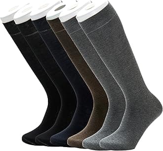 98% Cotton 2% Lycra Rich Dress Socks for Business Mens Womens Casual Socks 6Pack
