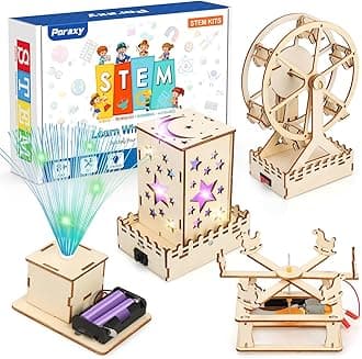 Poraxy 4 in 1 STEM Kits for Kids Age 8-10, Science Kits Building Projects for Kids, STEM Toys for Boys Girls Age 8-13, 3D Puzzles Educational Craft 8-12, Birthday Gifts for 6 7 9 10 11 12 13 Year Old