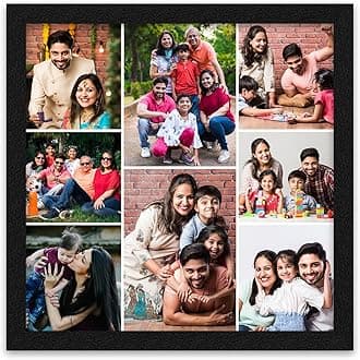 ArtX Customized Collage Photo Frames for Wall, Personalised Photo Frame with Photo Upload, for Couple, Family, Friends for Bedroom, Living Room and Gift, Set of 1
