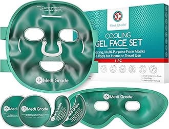 Cooling Ice Face Mask and Cooling Eye Mask for Puffy Eyes & Migraine Relief - Self Care Face Ice Pack with ChillGel Face Ice Mask Technology - Cooling Face Mask, Eye Pads and Bag
