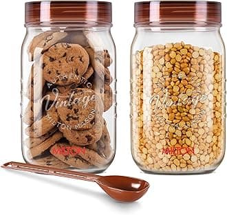 MILTON Vintage Pet Jar Set of 2, 1 Litre Each, Transparent | Food Grade | Air Tight | BPA Free | Food Storage Container