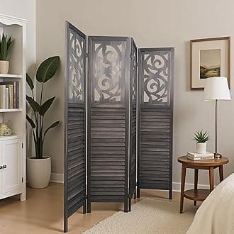 Osparple Room Divider 4 Panel Partition Room Dividers 6FT Folding Privacy Screens with Carved Cutout Design for Office and Apartment, Rustic Brown